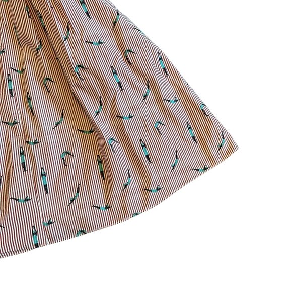 Maeve Anthropologie Red Stripe A-Line Dress Bathing Beauty Print Size 8 Women's - Picture 10 of 11